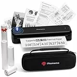 Phomemo M834 Thermodrucker A4, Mobiler Drucker A4 für Unterwegs, Büro, Schule, Zuhause, Kompatibel mit Smartphones und Computern, Tragbarer Drucker mit Tragetasche und 4 Rollen Thermopapier, Schwarz
