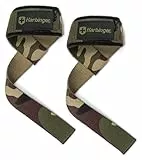Harbinger 21.5' Padded Cotton Lifting-Straps-Verlängerte Länge Für Stärkeren Griff, Echtes Leder Mit Starkem Halt Bei Geringem Volumen, Ideal Für Schweres Heben,Einheitsgröße,Camo