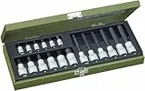 PROXXON Spezialsatz für Innensechskantschrauben, Für 1/4'-Vierkantantrieb und 1/2'-Vierkantantrieb, 18-teiliges Werkzeug-Set mit Stahlkasten, 23100