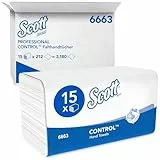 Scott® Control™ Papierhandtücher 6663, Einmal-Papierhandtücher mit Interfold-Faltung und M-Faltung, FSC-zertifiziert, für eine umweltbewusste Händehygiene, 15 Packungen x 212 Tücher (insg. 3.180)