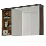 trendteam smart living - Bay - Spiegelschrank - Eiche Riviera/Beton dunkel - moderner Badezimmerspiegel mit 3 offenen Fächern - (BxHxT) 123 x 71 x 18 cm - kratzfest