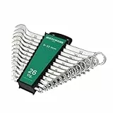 WIESEMANN 1893 Extra Grosses Ring-Maulschlüssel Set 26tlg. 6-32mm I Schraubenschlüssel Satz im Werkzeug Halter I mit 15° abgewinkelte Ringseite für einfacheres Arbeiten I 80270