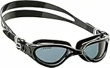 Cressi Flash - Premium Erwachsene Schwimmbrille Antibeschlag und 100% UV Schutz, Schwarz/Grau - Geräucherte Linsen, D (140 mm)