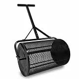 Aufun Kompoststreuer 65cm Gartenstreuer mit Metallgeflecht & T-Griff, 80L Torfmoosstreuer für Rasen Oberboden Mist Sand Mulch, Robuster Dungstreuer Streumaschine für Garten Hof Rasenpflege