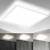 B.K.Licht - LED Deckenlampe mit indirektem Licht, ultraflach, in Stufen dimmbar, LED Panel, Deckenleuchte, Lampe, Wohnzimmerlampe, Schlafzimmerlampe, Küchenlampe, 29,3x29,3x2,8, Weiß