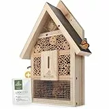 wildtier liebe Insektenhotel Groß, Bienenhotel unbehandelt I Geschraubtes Massivholz, Insektenhaus für Bienen, Marienkäfer & Schmetterlinge, Bienenhotel