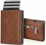 TENBST Geldbörse Herren Ultra Slim mit Kartenschub & RFID - Portmonee Kartenetui Geldbeutel für 8 Karten/Bargeld/Münzen 80% Dünner - Flugzeug Alu & Kunstleder in Geschenkbox