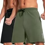 Boyzn Boyz Herren 2er Pack 7' schnell trocknende Wandershorts Kordelzug elastische schnell trocknende Reise lässig Outdoor-Wandershorts Schwarz/Graugrün-10-L