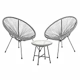 SVITA Bali Balkon-Möbel 3-TLG. Polyrattan Lounge-Set Balkon-Set Grau