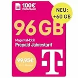 Telekom MagentaMobil Prepaid Jahrestarif 156 GB (13GB/Monat) | 5G/LTE Max & Allnet Flat in alle dt. Netze | unverbrauchtes Datenvolumen weiter nutzen | EU Roaming & Hotspot Flat | 100EUR Startguthaben