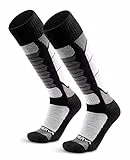 WEIERYA Skisocken aus Merinowolle 2 Paar, Thermische Lange Kniestrümpfe zum Skifahren, Snowboarden, Winter-Outdoor-Aktivitäten Grau S