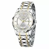 NIBOSI Armbanduhr Herren Uhren Analog Quarz Edelstahl Wasserdicht Armbanduhr Herren Business Casual Designer Uhr für Männer (Gold White)