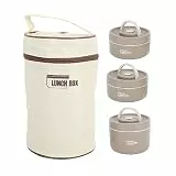 TOPINCN Isolierte -Lunchbox, Tragbarer Lebensmittelbehälter aus Edelstahl mit Tasche, Besteckset (Tiefe Kaffeefarbe)