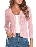 Gyabnw Bolero Damen Festlich 3/4 Ärmel Jäckchen Elegant Cardigan Casual Strickjacke Kurz Outerwear