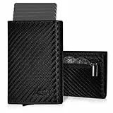 AISIR Wallet, Geldbörse Herren, Mini Geldbeutel Herren und Damen mit RFID, 8 Fächer für Kreditkarten, Slim Wallet mit Münzfach, Kreditkartenetui (Carbon Schwarz)