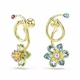 Swarovski Idyllia Drop-Ohrhänger, Mehrfarbige und Vergoldete Ohrringe mit Blütenmotiv und Strahlenden Swarovski Kristallen, Größe: 3.5 x 1.7 cm