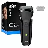 Braun Series 3 Elektrorasierer Herren – Rasierapparat mit 3 Flexiblen Klingen, 30 Minuten Akkulaufzeit, Trockenrasierer für Männer – 300s, Grau