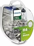 Philips automotive lighting H4 12V 6055W P43t LongLife EcoVision, Gelb, Twin Box
