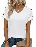 Totatuit Tshirt Damen Kurzarmhemden für Damen Oberteile V-Ausschnitt Casual Locker Lässig und Oberteile Sommer T-Shirts