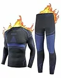 NOOYME Thermounterwäsche Herren Atmungsaktiv Thermoaktiv Funktionswäsche Funktionsunterwäsche Set Flexibel Skiunterwäsche Warme Unterwäsche für zu Hause Winter