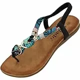 Palado Sandalen Damen Jurte by Sila Sahin - modische Pantoletten - elegante Sommerschuhe - bequeme Sandaletten mit verstellbaren Riemen Schwarz UK6 - EU39