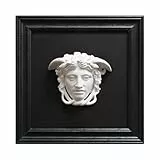 FOLKOR LIFE Schwarz-Weiß gerahmte Wandkunst für Wohnzimmer, Kopf der Medusa, Gips, hängende Skulptur, antike griechische Mythologie, Wandschild, Dekoration für Zuhause, Büro, Flur, Eingangsbereich