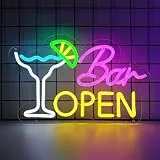 ENUOLI Bar-Öffnungsschild für Geschäfte, dimmbares Neon-Öffnungsschild mit USB-Anschluss, USB-betriebene Neonlichter für Hausbar, Café, Kneipe, Hobbyraum, Restaurant-Fenster- und Wanddekoration
