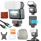 Godox IT32 für Canon Kamera Blitzgeräte IT32 TTL Mini Flash mit X5C Blitzauslöser Diffusor HSS 2.4GHz X-System GN18 Kamerablitz Touchscreen Integrierter Reflektor LED-Licht Magnetischer Farbfilter