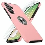 Doeshine Hülle für Samsung Galaxy A56 /A36 5G mit 2 Stück Schutzfolie, Militärschutz Kameraschutz Stoßfest Samsung A56 5G Hülle mit 360° Magnetischer Drehbarer Ständer, Rosa