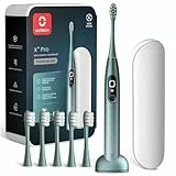 Oclean Elektrische Zahnbürste X Series Pro Gift Set, Schallzahnbürste mit Bildschirm, 3 Modi & 32 Intensitäten Sonic Electric Toothbrush mit Timer, 6 Stücke Bürstenköpfe mit Reiseetui, Grün