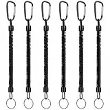 LIOOBO Angeln Lanyard Elastisch Sicherheitsseil Bootfahren Seile Angeln Sicherheit Draht Lanyard Fisch Werkzeuge Angelgerät 6 Stück (Schwarz)