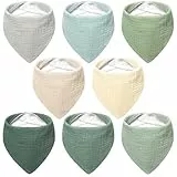Bearmoss Lätzchen Baby Dreieckstuch Musselin Halstuch Baby für Junge und Mädchen,100% Baumwolle Verstellbare 8 Stück (WaldMondlicht)