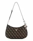 GUESS Damen Noelle Ii Top Zip Shoulder Bag Umhängetasche, Braunes Logo