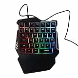 VBESTLIFE Einhändige Mechanische RGB-Gaming-Tastatur, USB-kabelgebundene Professionelle Gaming-Tastatur mit 35 Tastenfeldern, mit Handballenauflage, Geräuschlosen Tasten, für Spiele