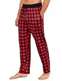 Marvmys Schlafanzughose Herren Lang karierte Herren-Pyjamahose mit Taschen Und Bund, Bequem Und Leicht S-4XL