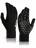 Handschuhe, Touchscreen Reithandschuhe Outdoor Herren Damen Thermo Winter Laufhandschuhe Warme Winddichte Anti-Rutsch Full Finger für Laufen weihnachten geschenke - Schwarz M