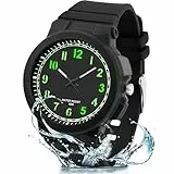 Ayybboo Kinderuhr Jungen Mädchen Analog Quarz Uhr mit Licht,Armbanduhr Kinder 50M wasserdichte Geeignet für Kinder, Jugendliche von 4-16 Jahren (Tiefschwarz)