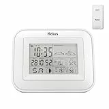 Mebus Funk-Wetterstation mit Außensensor, Komfort-Indikator, Anzeige von Temperatur, Luftfeuchtigkeit (je innen und außen), Wettervorhersage, Mondphasen/Material: Kunststoff/Farbe: Weiß/Modell: 40649