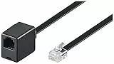 Goobay 68263 Modular Verlängerungskabel flach 3m / RJ12 Stecker auf RJ12 Buchse / Telefonkabel 3m verlängern / CCA RJ12 Kabel Westernstecker Telefonanschlusskabel 3 Meter