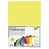 folia 605 - Tonpapier Mix, DIN A4, 130 g/m², 100 Blatt sortiert in 10 Farben, zum Basteln und kreativen Gestalten von Karten, Fensterbildern und für Scrapbooking