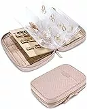 BAGSMART Schmuck-Reise-Organizer-Etui, transparent, Schmuckaufbewahrung, Buch, Ringordner, Schmuckbeutel, durchsichtige Broschüre, Reißverschlussbeutel für Halsketten, Ohrringe, Ringe, Armbänder, Rosa