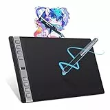 HUION Inspiroy 2 L Grafiktabletts, Tragbares Zeichentablett mit 8192 Stufen batterielosem Digitalstift, 8 Drucktasten + Scroller, für Windows Mac Linux Android ChromeOS