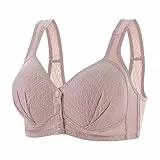 LOIJMK Bras for Women Full Coverage Front Closure Comfy Bras Plus Size Front Wireless Bras Kleidung (Grey, 46)