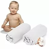 Dreamzie - 2er-Set Spannbettlaken 40x80 cm - Oeko-Tex Zertifiziert, 100% Baumwolle, atmungsaktives Spannbetttuch Jersey Baby, 150 g/m² - Weiß