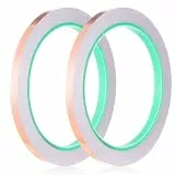 Mozeat Lens 2 Rollen Kupferfolie Klebeband Leitfähig Copper Foil Tape 20m x 6mm Kupferfolienband Kupferband Selbstklebend für EMI Abschirmung Schneckenschutz Elektro Reparatur Löten Basteln(Roségold)