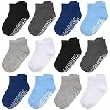 HYCLES Stoppersocken Kinder - 12 Paar ABS Socken Kinder Baby Jungen Kleinkind Rutschfeste Socken für 0-7 Jahre Antirutsch Socken Mädchen 1-3 Jahre