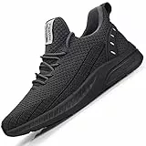 Feethit Herren-Schlupfschuhe, Tennisschuhe, rutschfeste Laufschuhe, leichte Workout-Schuhe, atmungsaktives Netzgewebe, modische Sneaker, grau dunkel, 45 EU