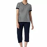 Schiesser Schlafanzug kurz Set 3/4 Lange Hose Kurzarm Oberteil weiche Baumwolle - Nightwear