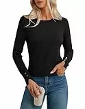 GRACE KARIN Damen Herbst Warm Strickpullover knöpfe Langarm Oberteile Lässige Kaschmir Pullover CL0244-01/Schwarz S