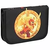 SKANDO BAGS Etui mit Inhalt LEGO NINJAGO, Dragon Energy: Enthält Bleistifte, Farbstifte, Radiergummi, Anspitzer, Lineal und mehr. Mit Stundenplan, Namensschild und haltbarem PVC-freiem Material